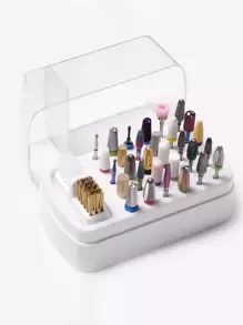 2 In 1 Nail Drill And Polish Head Organizer &1pc Dustproof Makeup Organizer & Portable Nail Drill Organizer With Cleaning Brush & 30 Hole Nail Polish Head Organizer & Nail Tool Organizer