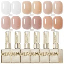 XEIJAYI XEJAYI 6-Color 15ml Nude Jelly Gel Nail Polish Set, UV LED Soak-Off Gel, Semi-Permanent, DIY Salon-Grade Nail Gel