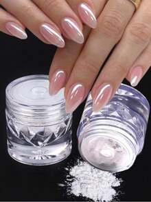 0.5g/Box Glazed Donut Pearl Powder, 1 Pack Nail Powder, Transparent Holographic Nail Powder, High Gloss Pearl Glitter Powder