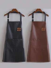 PU work aprons - black + coffee